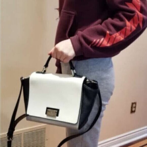 Kate Spade Laurel Magnolia Park color blocked satchel crossbody saddle bag - Picture 3 of 16